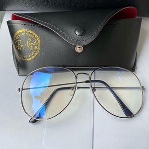 Ray Ban Blue Tint Aviator Sunglasses